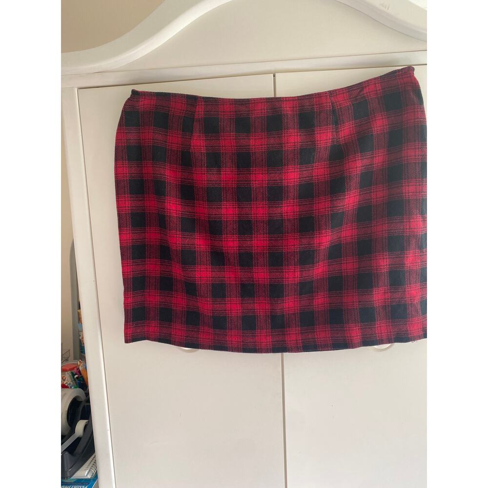 Vintage Tartan Plaid Venezia Jeans Skirt Wool Blend